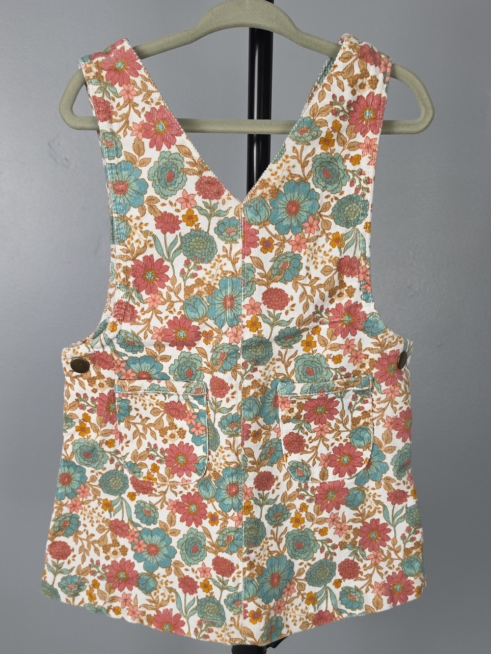 🌸 Tommy Bahama Girls Autumn Floral Corduroy Overall Dress Size 2T🌸